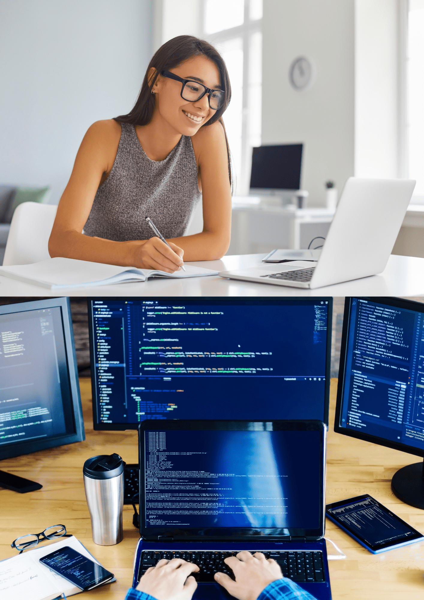 A professional businesswoman efficiently managing her company's correspondence online using the Isle Store virtual mailbox service on her laptop.